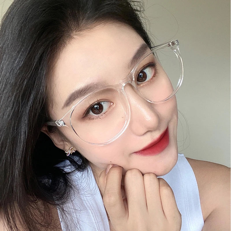 Transparent Computer Glasses Frame – Unisex Anti Blue Light Round Eyewear | Optical Spectacle Eyeglasses for Men & Women