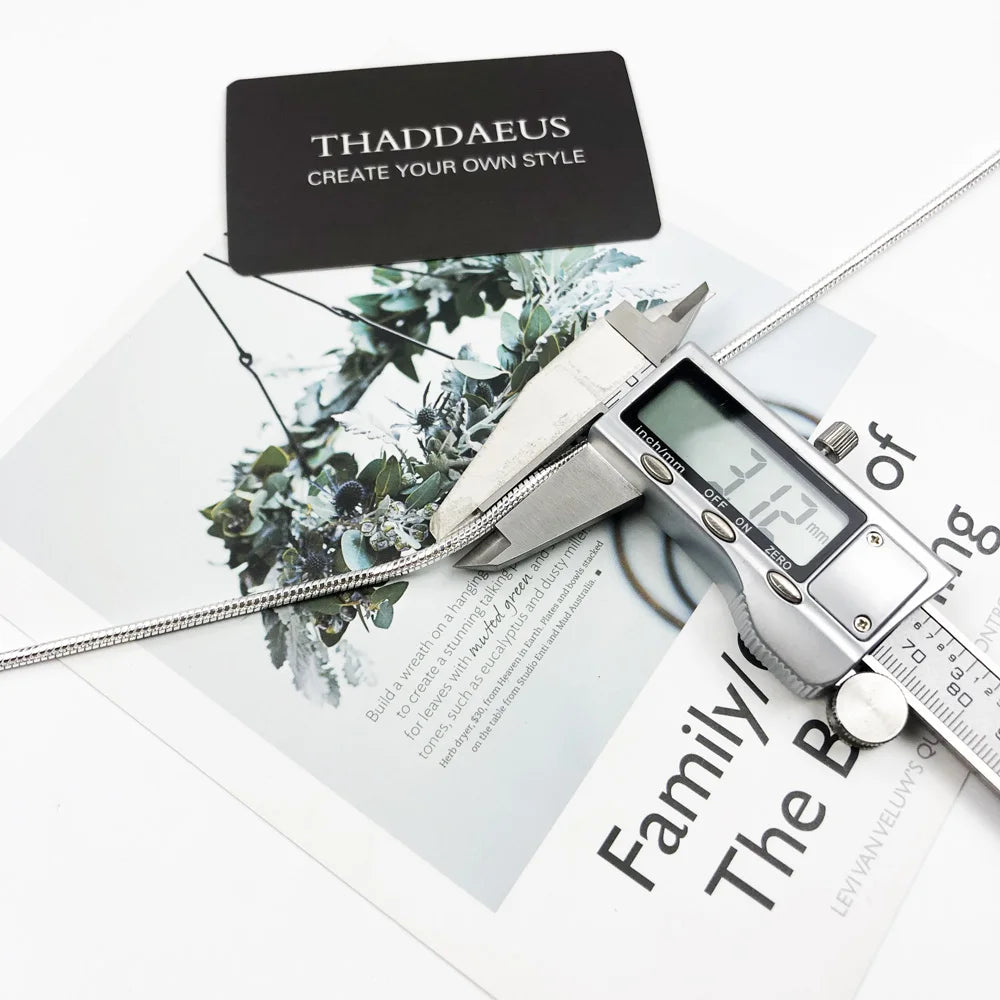 3mm Snake Chain Necklace 925 Sterling Silver Romantic Glam Europe Style Jewelry for Men & Women