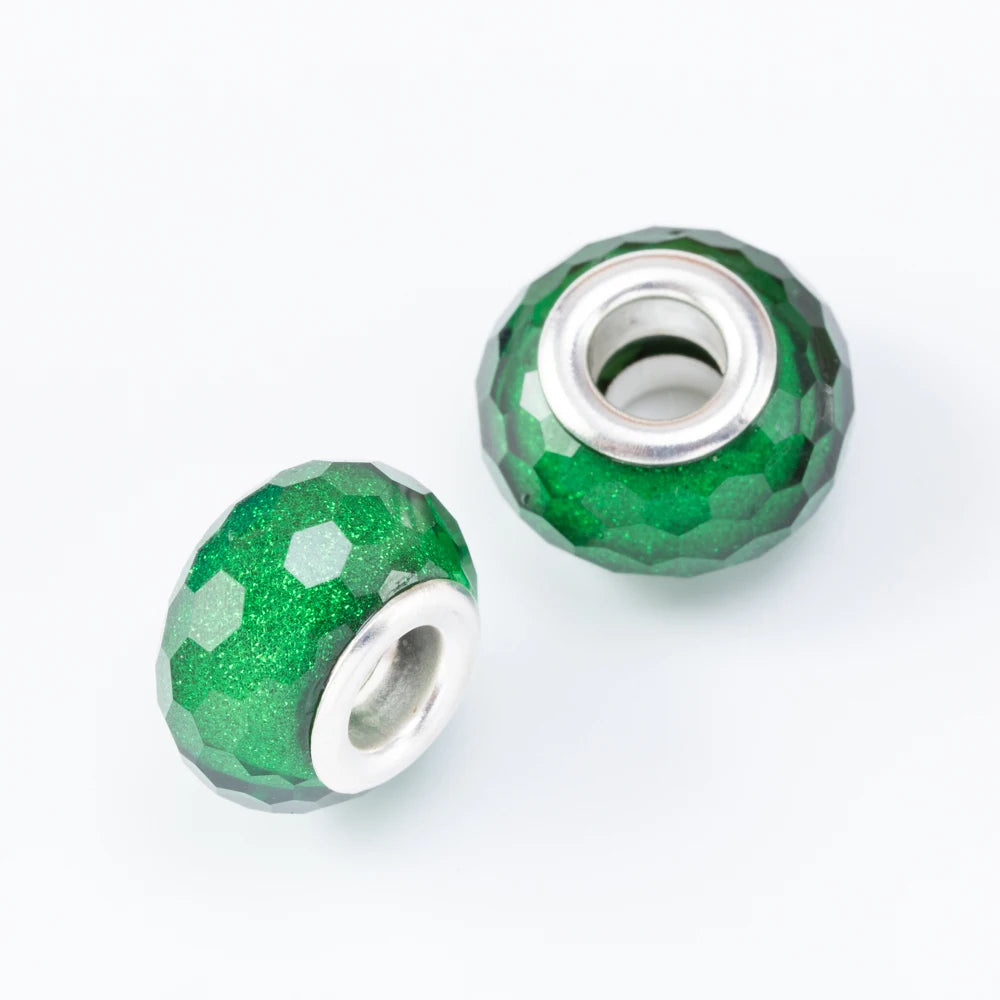 20Pcs Silver Plated Mix Color Resin Plastic Bead Charms Fit Pandora Bracelet DIY Jewelry