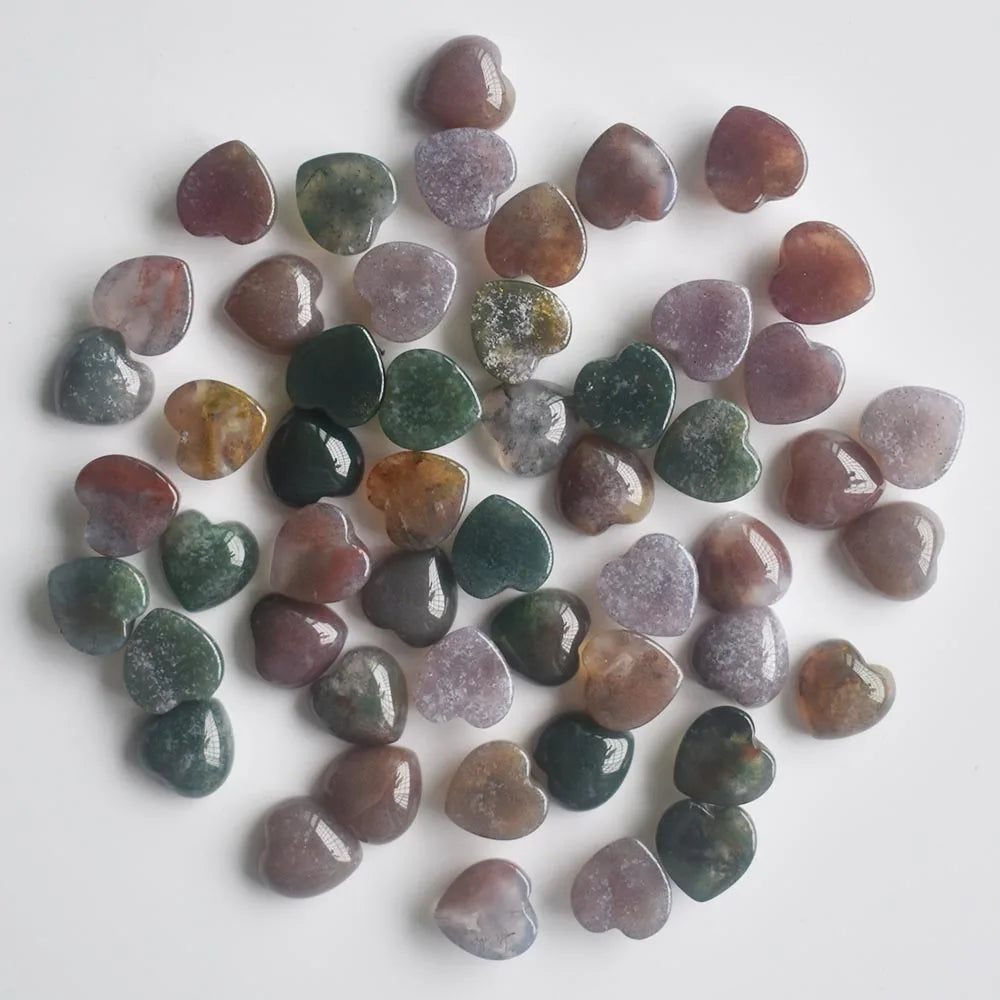 Assorted Natural Stone Heart Cabochons 10mm – 50pcs Wholesale Lot for Jewelry Making High Quality Gemstone Beads