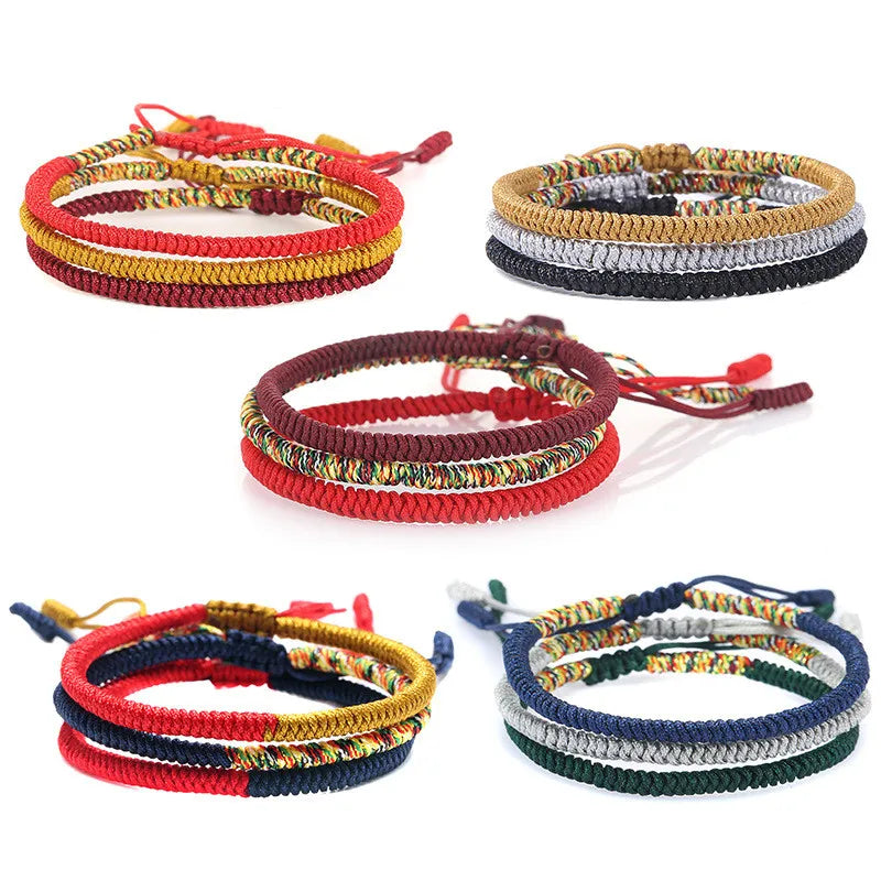Multicolor Tibetan Knot Rope Bracelet | Handmade Lucky Charm Friendship Bracelet for Women & Men