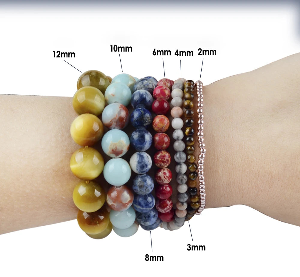 Natural Stone Beads 4 6 8 10mm Tiger Eye Lava Amazonite Turquoise Agate Jasper Beads for DIY Jewelry Making