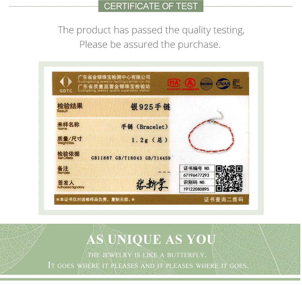 WOSTU 925 Sterling Silver Red Rope Bracelet – Classic Lucky Bangle Fit Pandora Beads Charms DIY Jewelry