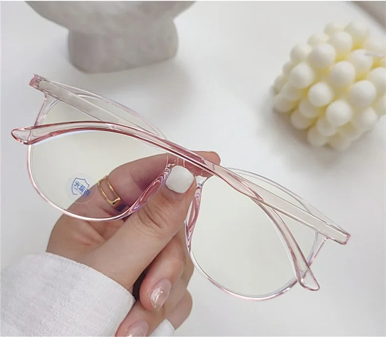 Transparent Computer Glasses Frame – Unisex Anti Blue Light Round Eyewear | Optical Spectacle Eyeglasses for Men & Women