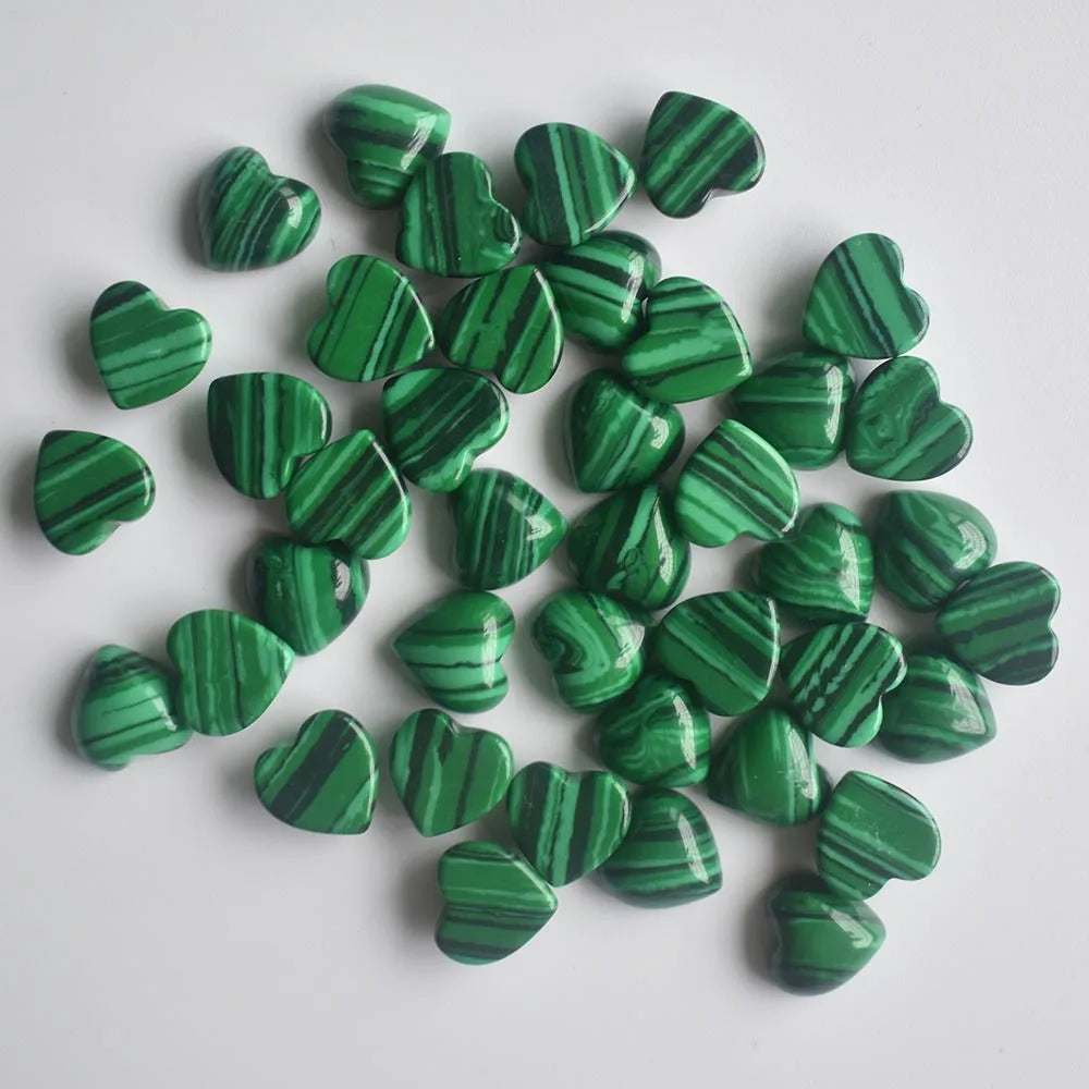 Assorted Natural Stone Heart Cabochons 10mm – 50pcs Wholesale Lot for Jewelry Making High Quality Gemstone Beads