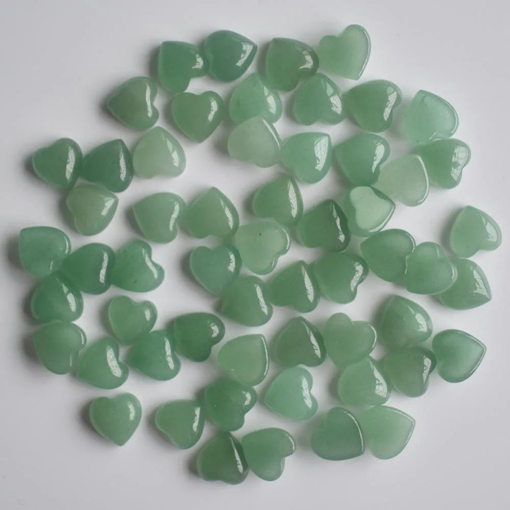 Assorted Natural Stone Heart Cabochons 10mm – 50pcs Wholesale Lot for Jewelry Making High Quality Gemstone Beads