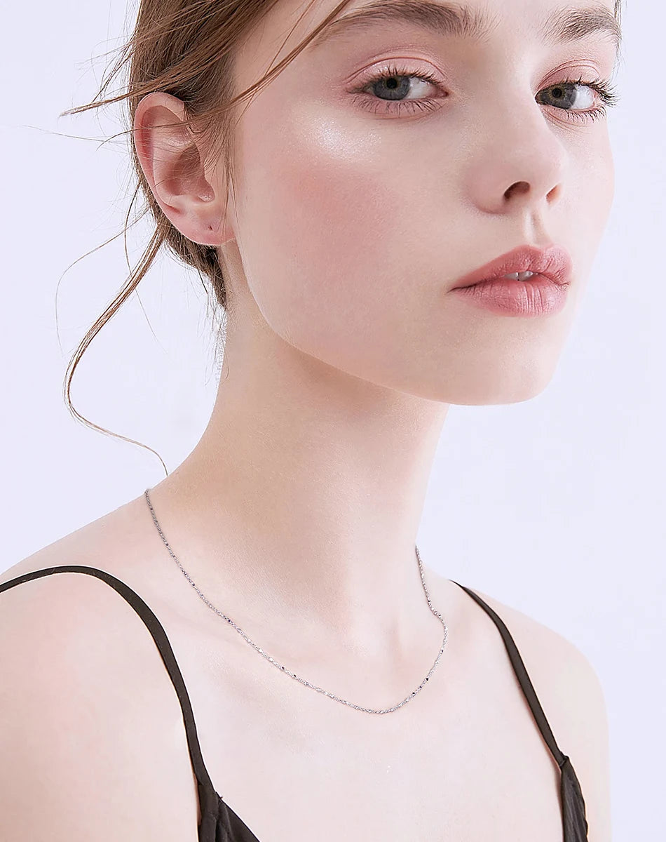 Rinntin 925 Sterling Silver Italian Handmade Chopin Chain Necklace | Simple 1.2mm Women’s Fashion Jewelry SC53