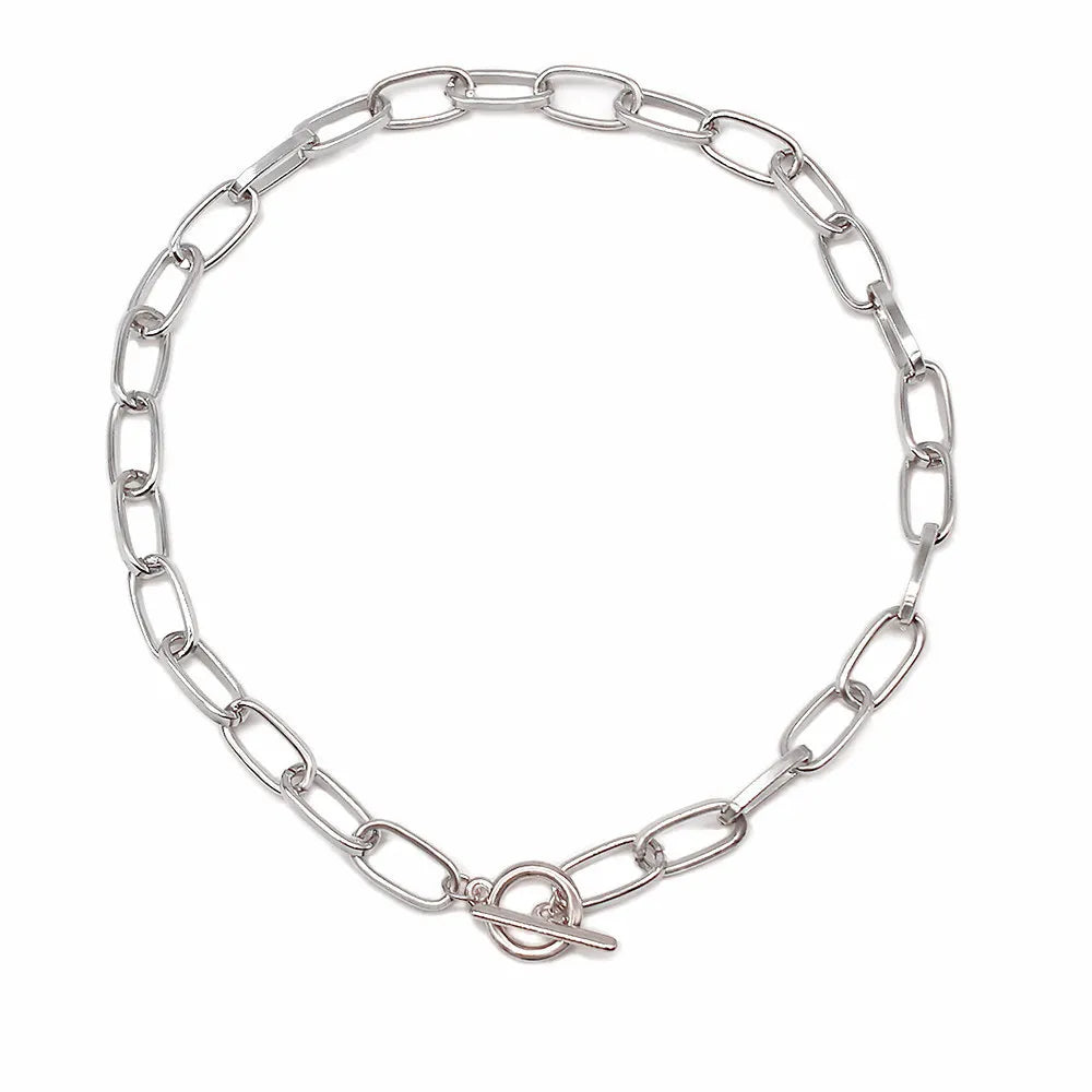 2021 Fashion Chunky Thick Lock Choker Necklace for Women – Twist Gold Color Silver Plated Statement Chain Jewelry