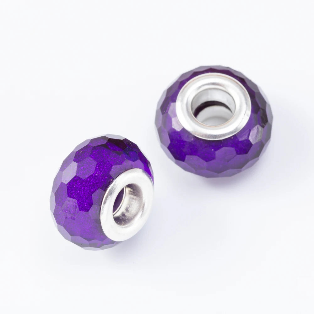 20Pcs Silver Plated Mix Color Resin Plastic Bead Charms Fit Pandora Bracelet DIY Jewelry