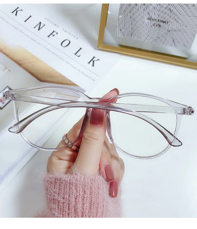 Transparent Computer Glasses Frame – Unisex Anti Blue Light Round Eyewear | Optical Spectacle Eyeglasses for Men & Women