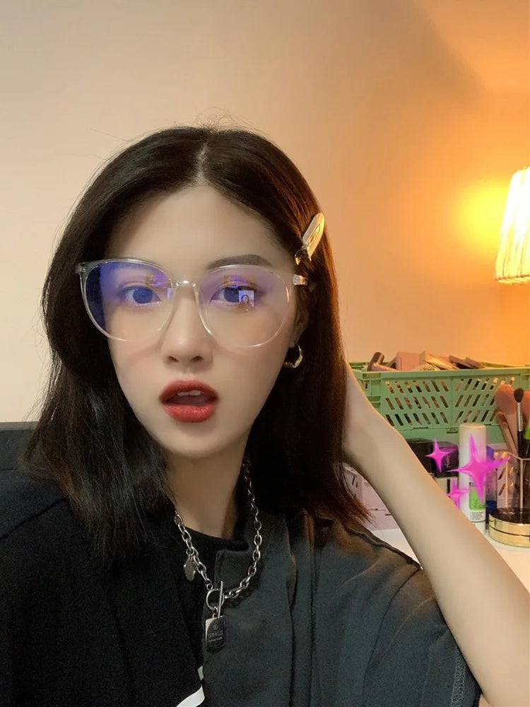 Transparent Computer Glasses Frame – Unisex Anti Blue Light Round Eyewear | Optical Spectacle Eyeglasses for Men & Women