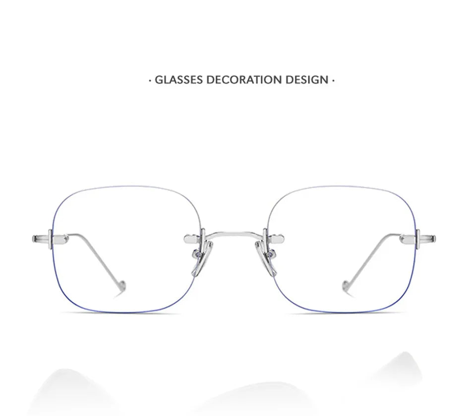Rimless Square Reading Glasses – Blue Light Blocking Computer Eyeglasses | Fashion Reader for Women & Men +1.0 to +3.5