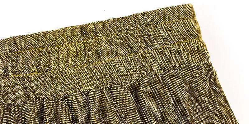 Women’s Check Pleated Maxi Skirt | High Waist Harajuku Long Swing Skirt | Gold Large Size Saias XXL
