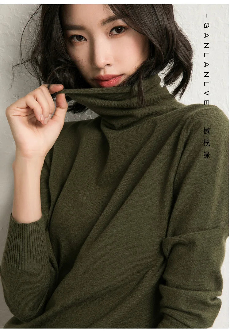 2025 Women’s Autumn Winter Turtleneck Sweater – Slim Fit Korean Knit Tops | Stretch Basic Pullovers