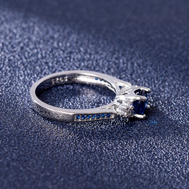 Trendy 925 Sterling Silver Rings with Sapphire Zircon | Women’s Wedding & Engagement Jewelry