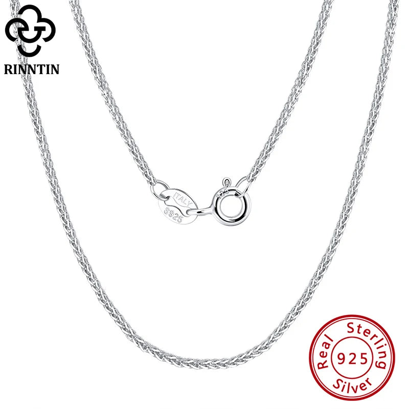 Rinntin 925 Sterling Silver Italian Handmade Chopin Chain Necklace | Simple 1.2mm Women’s Fashion Jewelry SC53