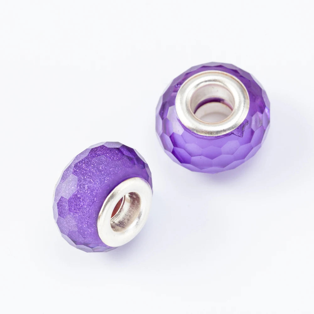 20Pcs Silver Plated Mix Color Resin Plastic Bead Charms Fit Pandora Bracelet DIY Jewelry