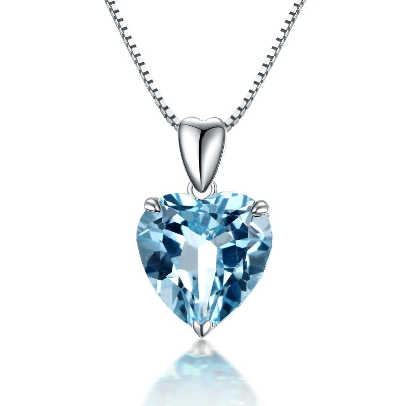 HuiSept 925 Sterling Silver Heart Shaped Sapphire Pendant Necklace – Women’s Wedding & Engagement Jewelry
