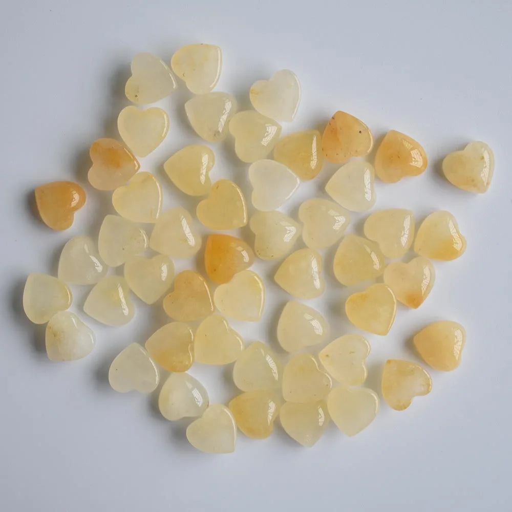 Assorted Natural Stone Heart Cabochons 10mm – 50pcs Wholesale Lot for Jewelry Making High Quality Gemstone Beads