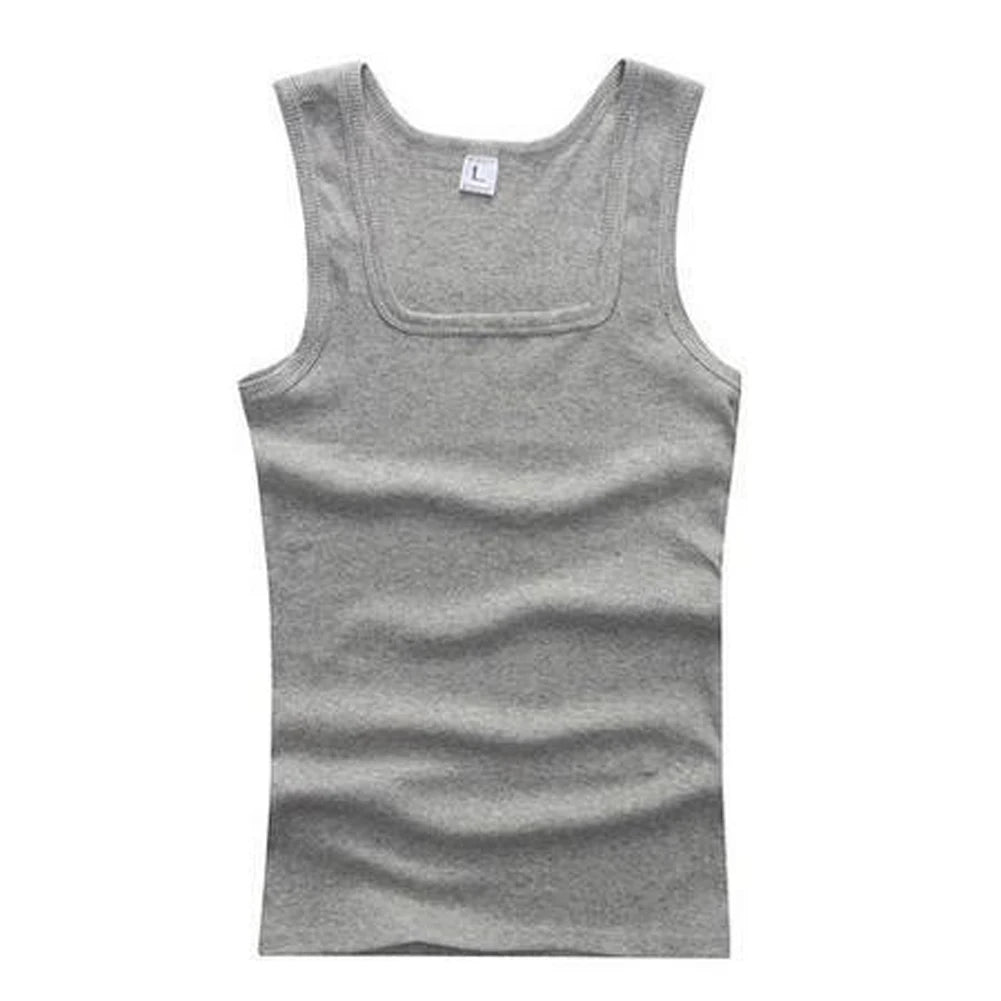 Solid Square Neck Tank Tops | Men & Women Black, White & Gray Fitness Singlets