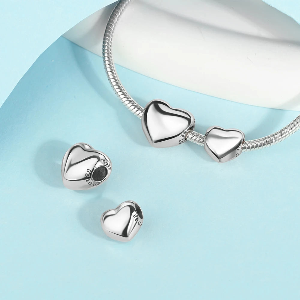 2025 New 925 Sterling Silver Colorful Shine Heart Charm Beads | Fit Snake Chain Bracelet & Necklace Women DIY Jewelry