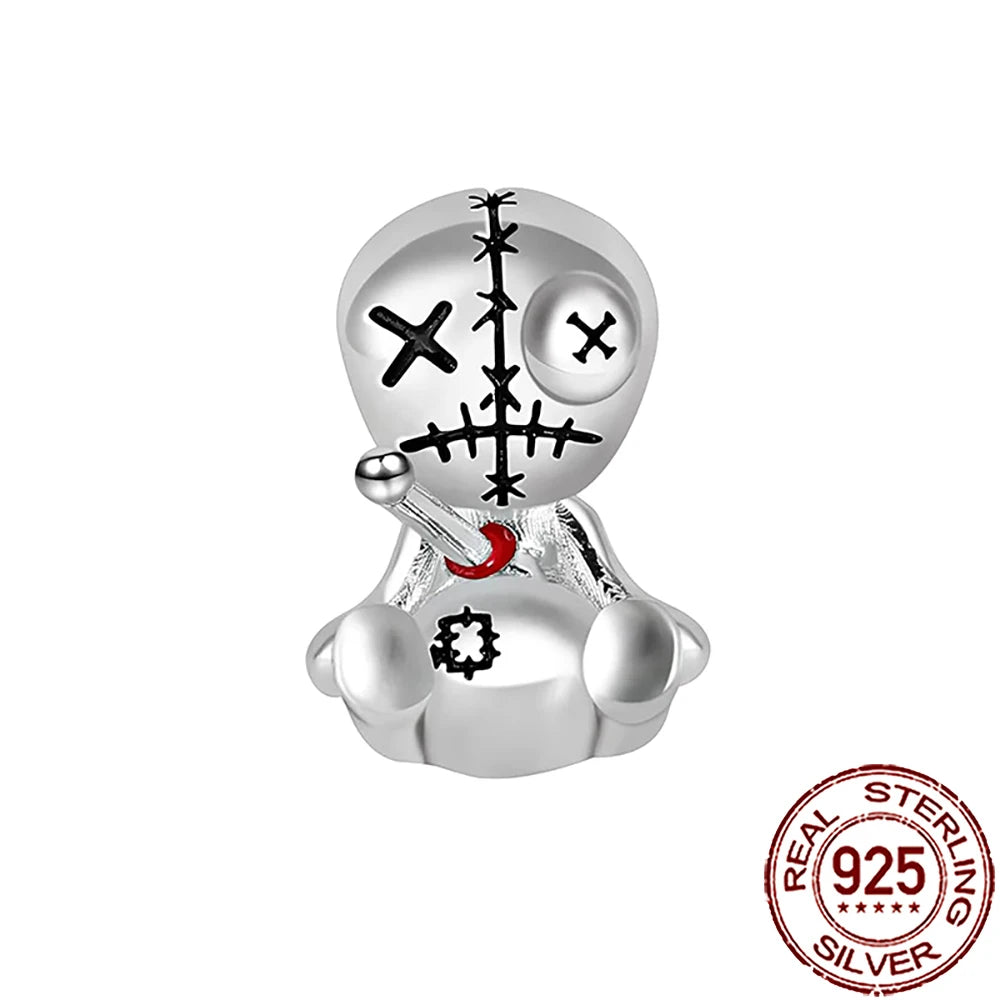 Gothic 925 Sterling Silver Grim Reaper Skull Charm Bead Fit Pandora Bracelet