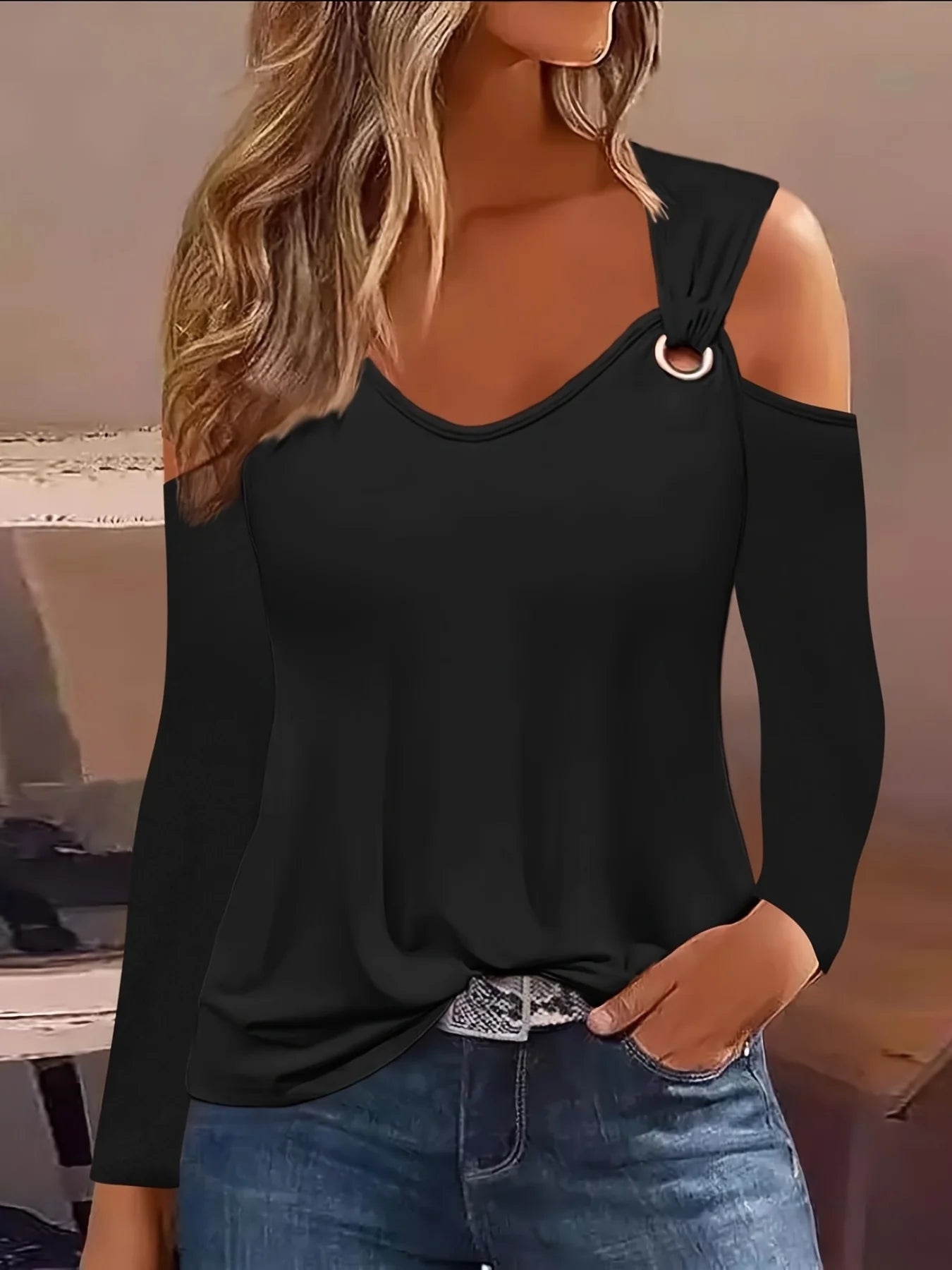 Plus Size Autumn Metal Button V-Neck Shirt Blouse – Casual Pullover Women Top 2023 🍂✨
