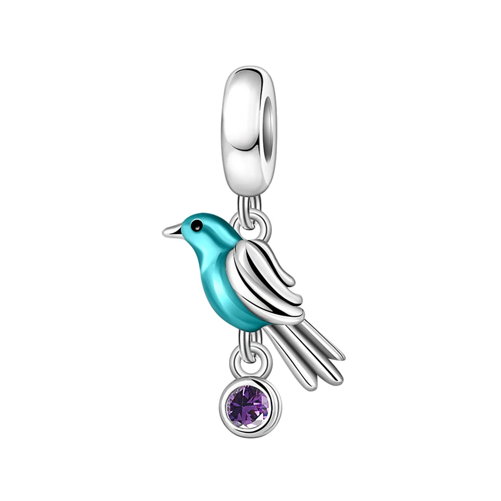 New 925 Sterling Silver Hummingbird & Swallow Pendant Charm | Bird Bead for Original European Bracelet DIY Women’s Jewelry