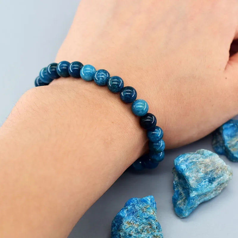 Original Reiki Blue Apatite Natural Stone Bracelet – Men & Women Healing Energy Jewelry for Health & Enthusiasm