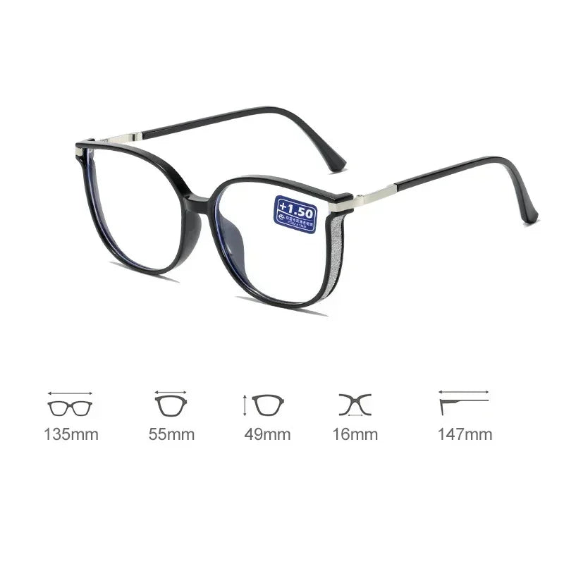 Fashionable Alloy Reading Glasses – Anti Blue Light Presbyopia Glasses for Men & Women | Square Large Frame Eyewear