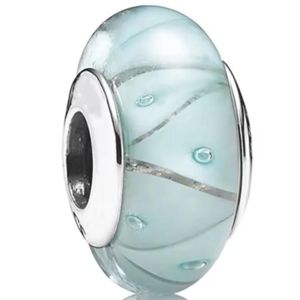 Original Murano Glass 925 Sterling Silver Butterfly Flower Leaf Rainbow Charm Bead | Cosmic DIY Bracelet Jewelry Gift for Women