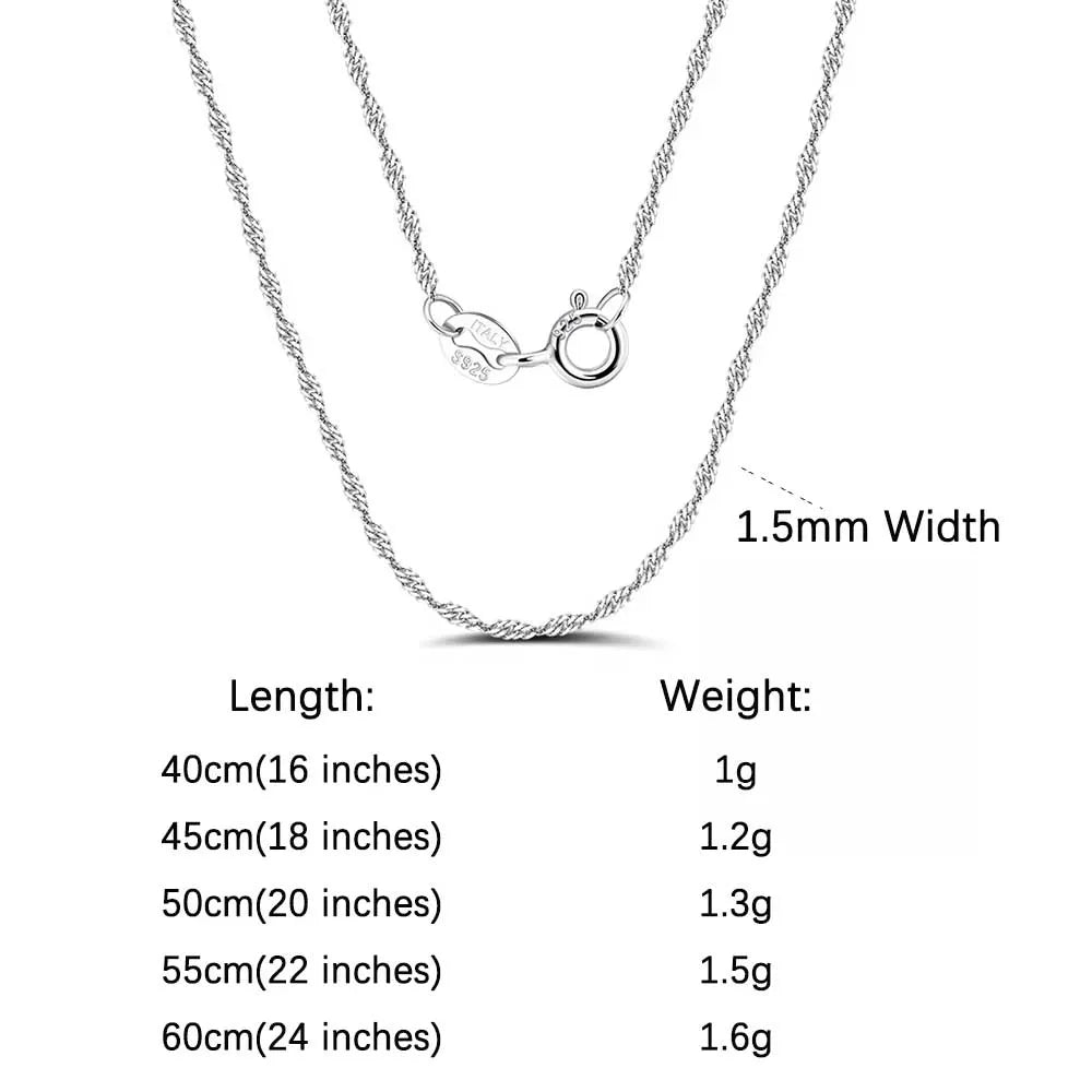 Rinntin 925 Sterling Silver Italian Handmade Chopin Chain Necklace | Simple 1.2mm Women’s Fashion Jewelry SC53