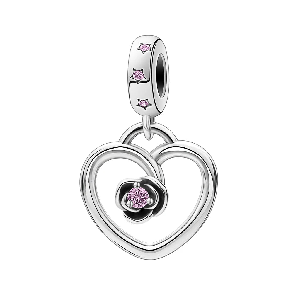 925 Sterling Silver Monkey, Dog Paw & Heart Mom Charm | Fits Original European Bracelet DIY Jewelry Gift
