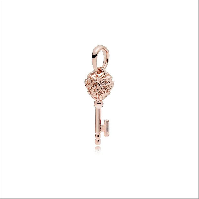 Hot Selling Rose Gold Firefly & Key Pendant Bead | 925 Sterling Silver Charm for Original European Bracelet
