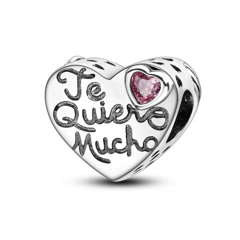 925 Sterling Silver Mother Daughter Love Embrace Pendant Charm | Heart Shaped Bracelet Bead DIY Fine Jewelry Gift