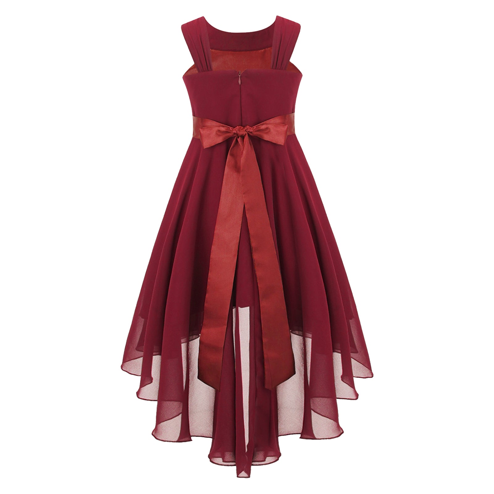 iEFiEL Summer Flower Girl Dress | High-Low Chiffon Princess Dress | Kids Wedding & Party Formal Occasion Gown