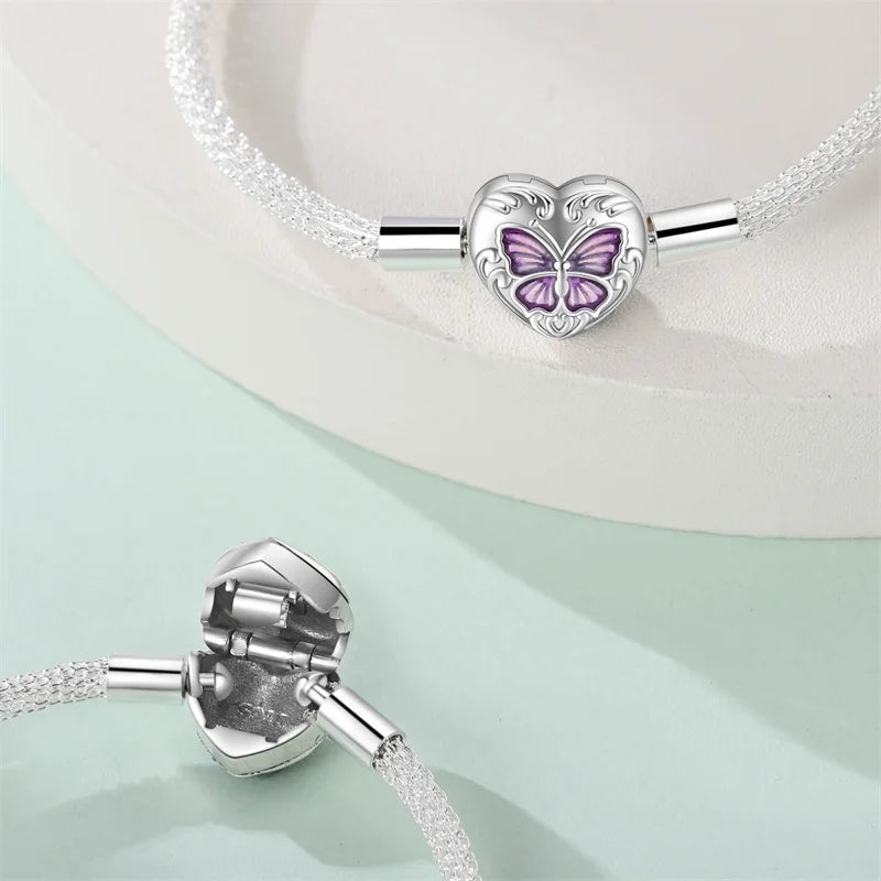 925 Sterling Silver Heart Moon Sun Clasp Charm Bracelet | 17–20CM Original Bracelet for Women | Fits Pandora DIY Beads Jewelry