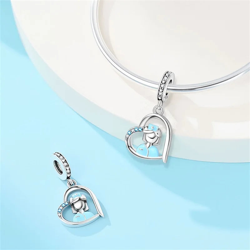 Doctor Nurse 925 Sterling Silver Charms Beads | Original Trendy Medical Pendant for DIY Bracelet Jewelry