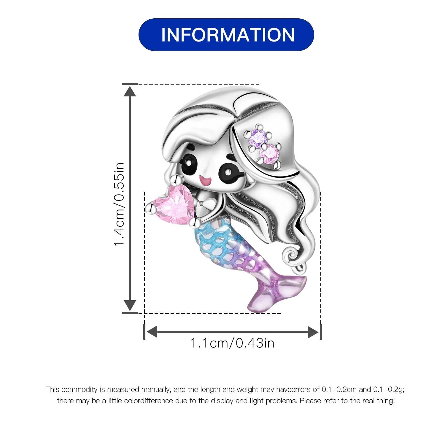 Orstarry 925 Sterling Silver Mermaid Cartoon Charm | Original Pendant Beads Fit Pandora Bracelet DIY Fine Jewelry Gift