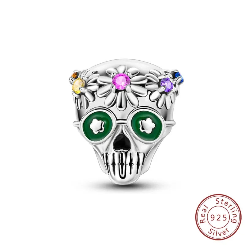 Halloween 925 Sterling Silver Luminous Pumpkin Witch Charm | Skeleton, Mummy & Candy Bead for DIY Bracelet Jewelry Gift