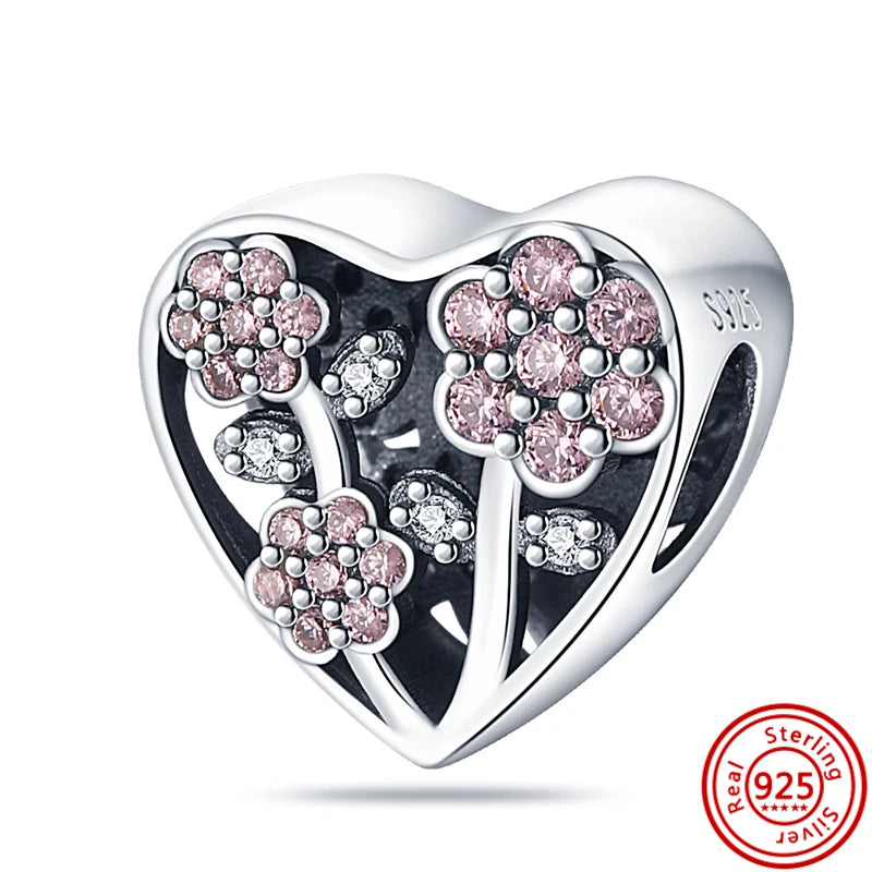 New 925 Sterling Silver Heart Paw Print Bone Clover Flower Heartbeat Charms | Fit Original Bracelet Women Jewelry Gift