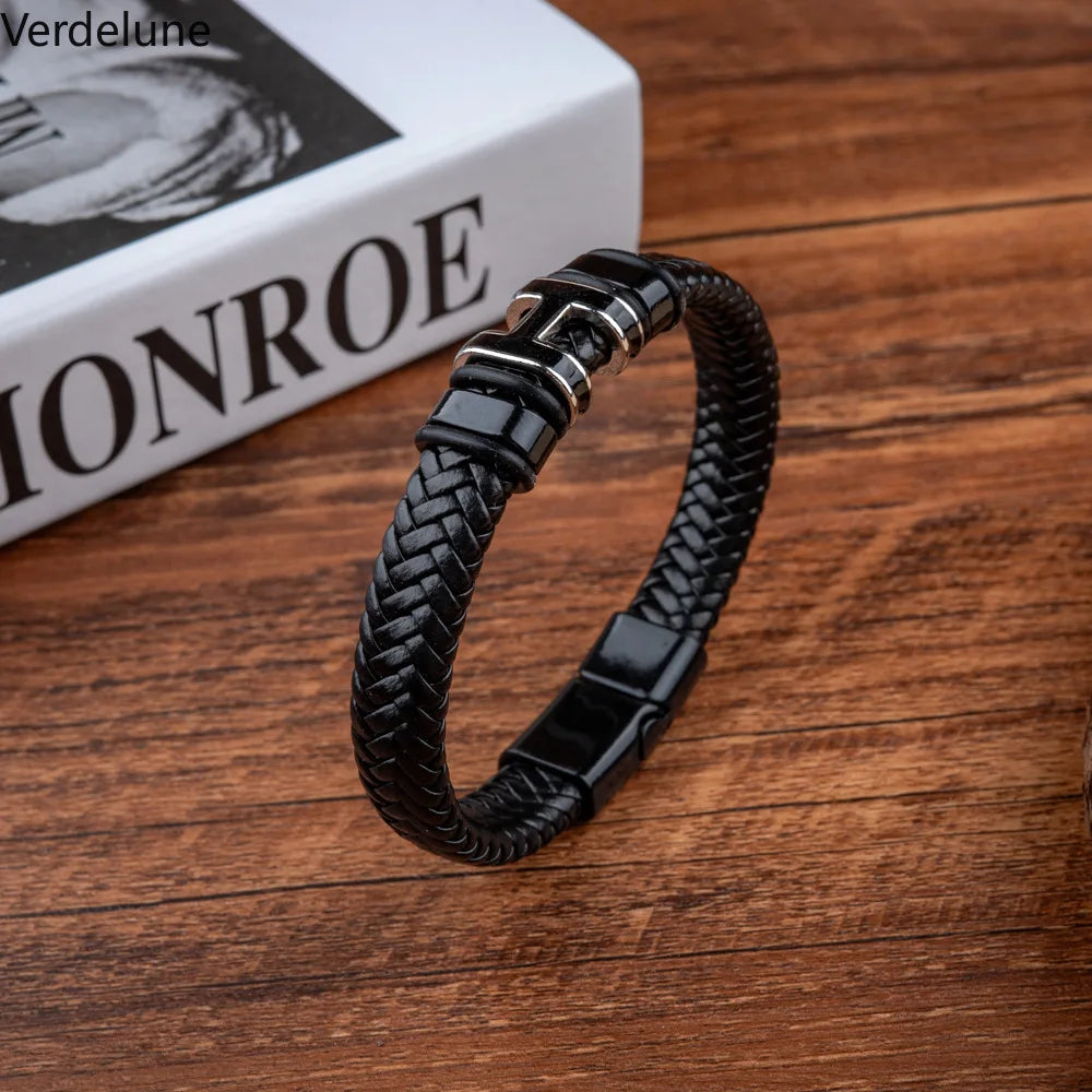 Men's Letter H Bracelet with Magnetic Clasp Trendy Initial Jewelry