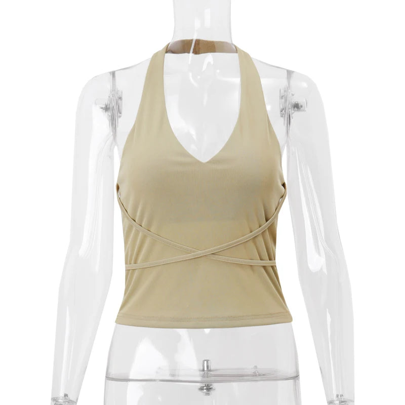 Candyhot Korean Backless Tank Top | Women’s Sexy Sleeveless Halter Camis | Slim Fit Summer Streetwear Vest