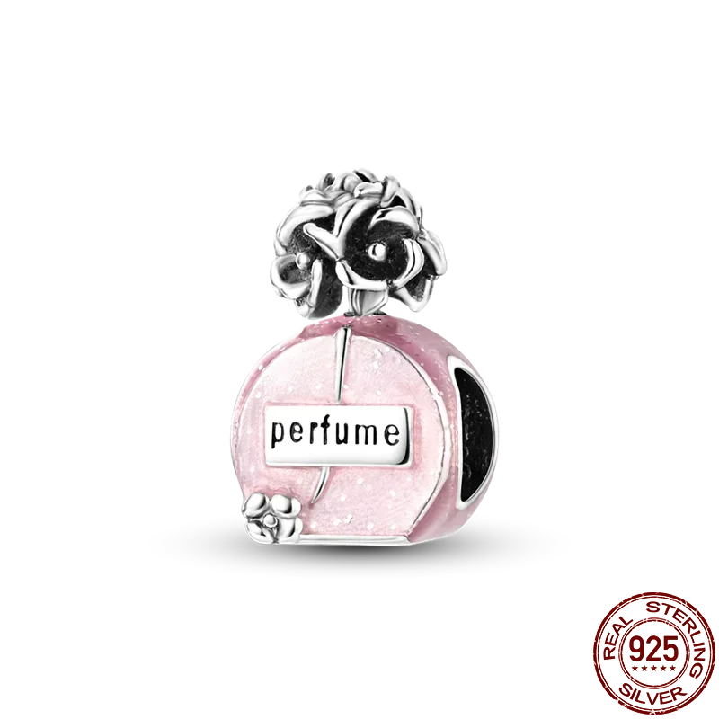 925 Sterling Silver Heart Shaped Warm Family Charm Beads Butterfly Flower Pendant