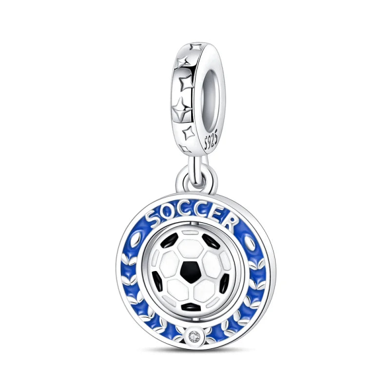 925 Sterling Silver Soccer Trophy Jersey Charm Beads – Fits 3mm Bracelets DIY Jewelry