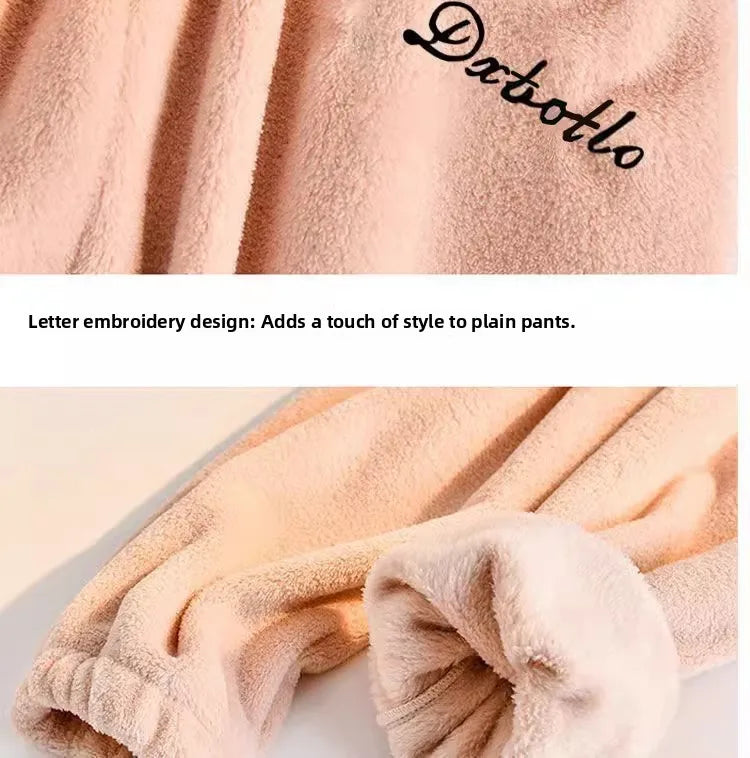Thickened Coral Fleece Sweatwear Set 🧥 Unisex Warm Home Clothes ❄️ Sports Outfit Long Sleeve Round Neck Pajamas 👕