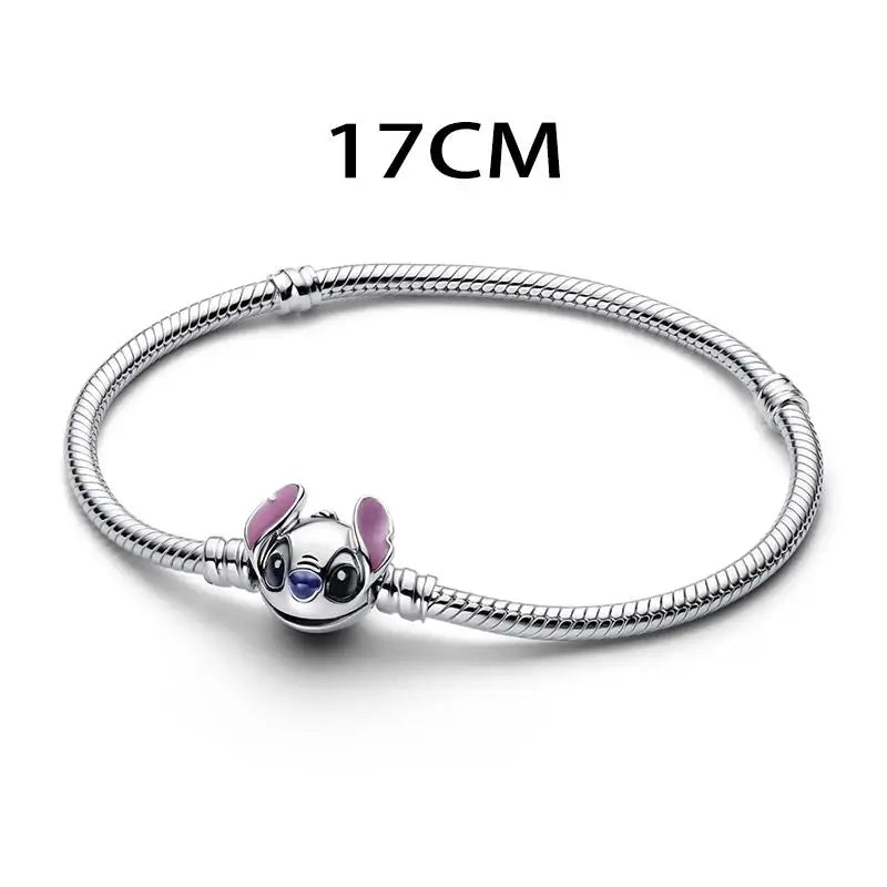 Hot Sale New Disney Cartoon Animal 925 Sterling Silver Lilo & Stitch Charm Bead Bracelet