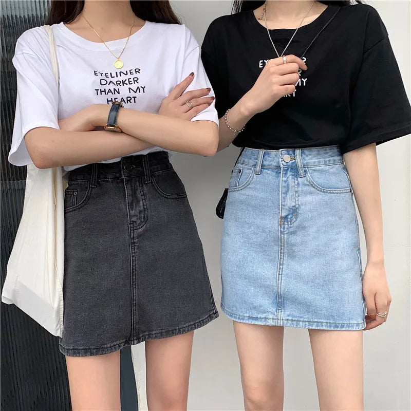 Women’s High Waist A-Line Denim Skirt | Slimming Bodycon Short Skirt Korean Style 2025