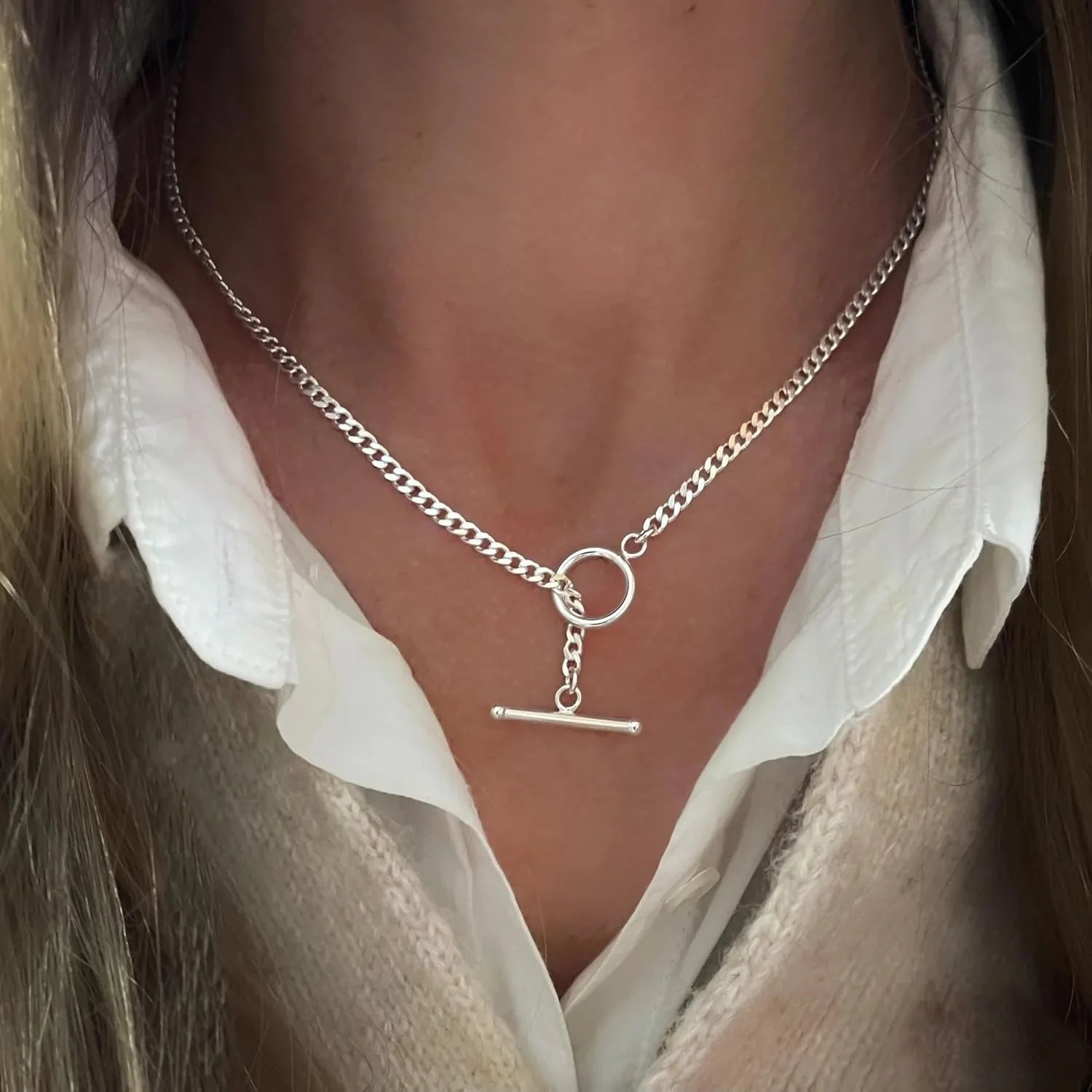 Gold Layered Cuban Link & Paperclip Chain Necklace | K Gold Plated Toggle Clasp Jewelry for Women