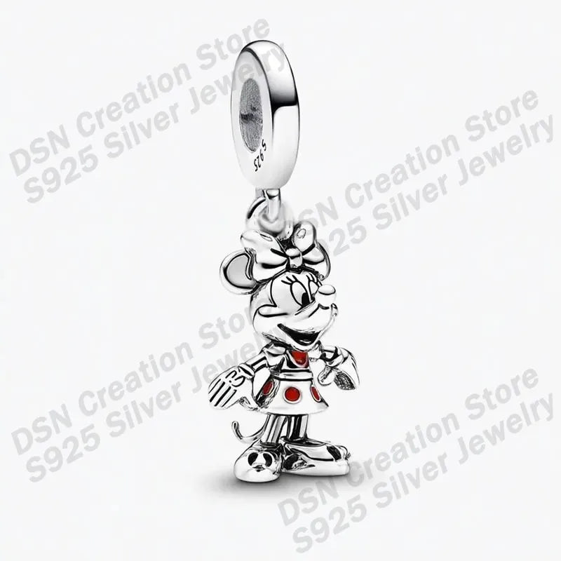 925 Sterling Silver Disney Charms | Stitch, Mickey & Cheshire Cat Beads for Original Bracelet Halloween Jewelry Gift